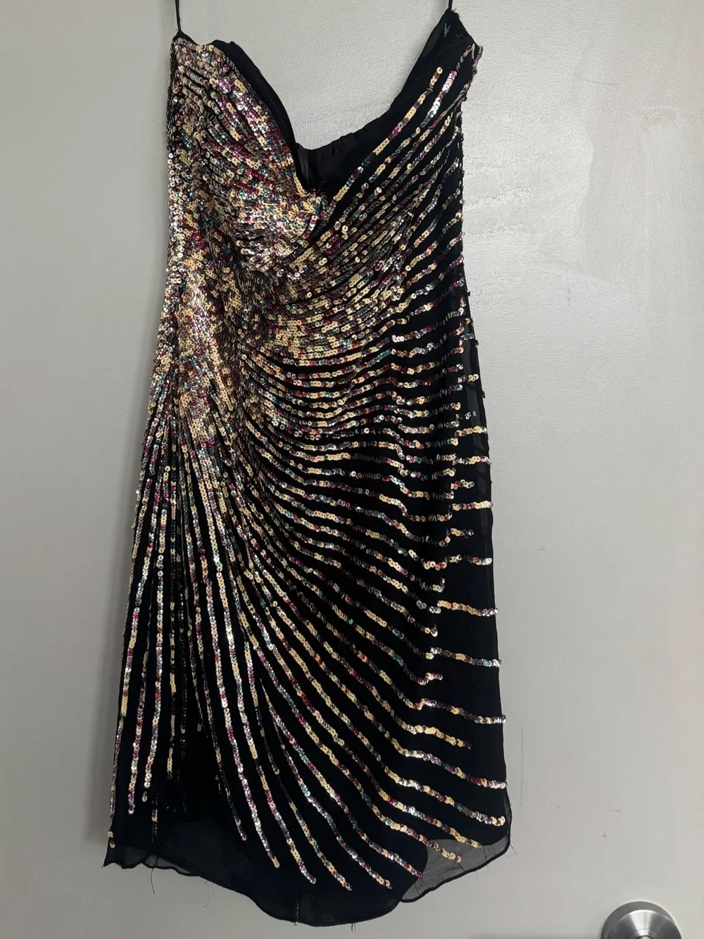 black multicolor sequin dress Camille B Dress Rainbow Stripe Sequin